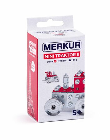 Merkur - Mini 54 - tractor met trekhaak-  metalen constructieset - 82 onderdelen